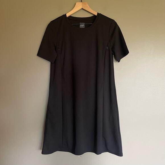 GAP Maternity Side Zip Nursing Dress in Ponte Black Sz Small Classic Comfortable - Picture 4 of 16